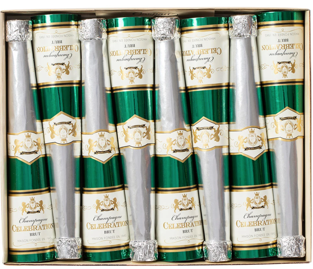 Caspari Crackers: Champagne Bottle Cone Celebration - 8 Per Box