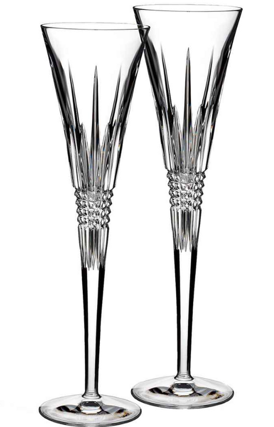 Waterford Lismore Diamond Toasting Flutes, Set of 2
