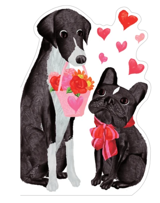Caspari Card: Be My Valentine Dogs Die-Cut