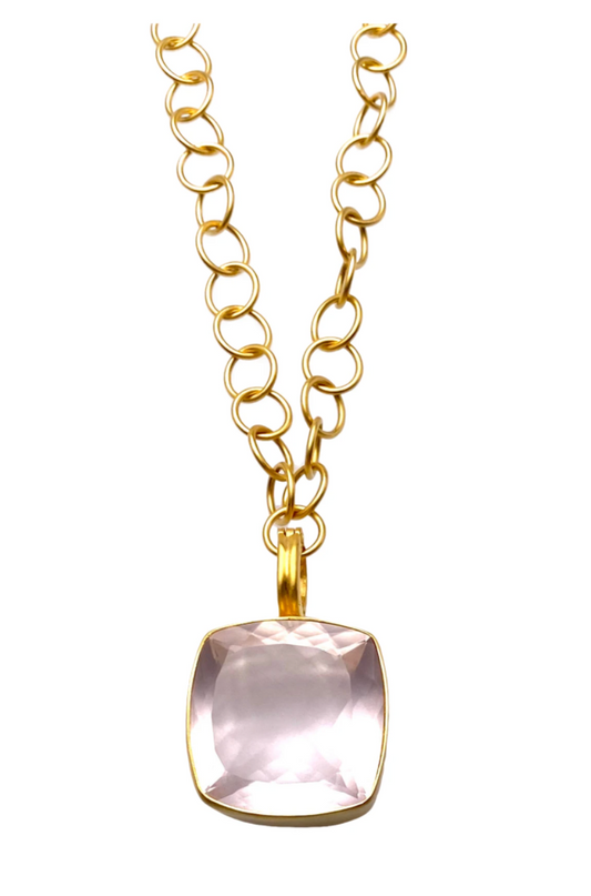 Dina Mackney Designs Necklace Brazilian Rose Quartz Blush Pendant Necklace
