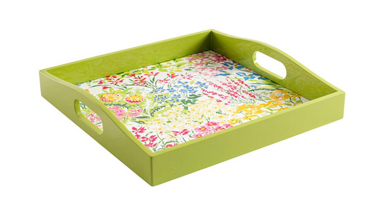 Caspari Tray: Meadow Flowers Lacquer - Square