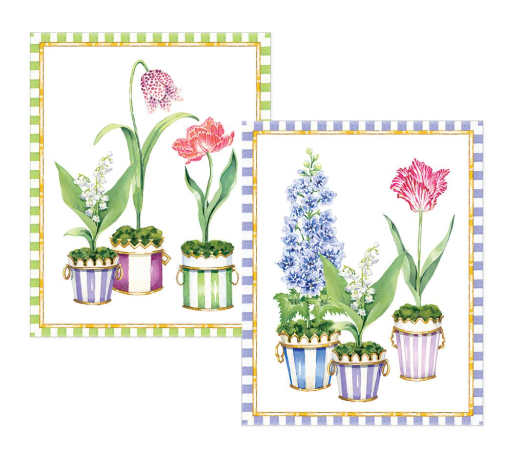 Caspari Note Cards: Window Garden Assorted Boxed Note Cards - 10 Note Cards & 10 Envelopes