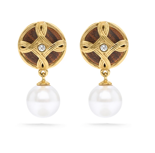 Capucine De Wulf Monique Drop Earrings, Pearl/Teak