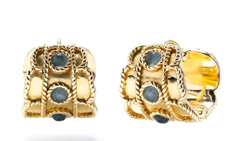 Capucine De Wulf Victoria Huggie Earrings, Blue Labradorite