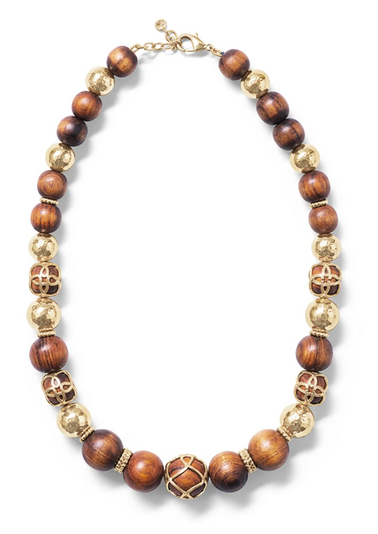 Capucine De Wulf Elizabetta 18" Necklace, Teak/Gold
