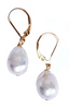 Small White Baroque Pearl Earring with Gold Plated Lever Earwire.