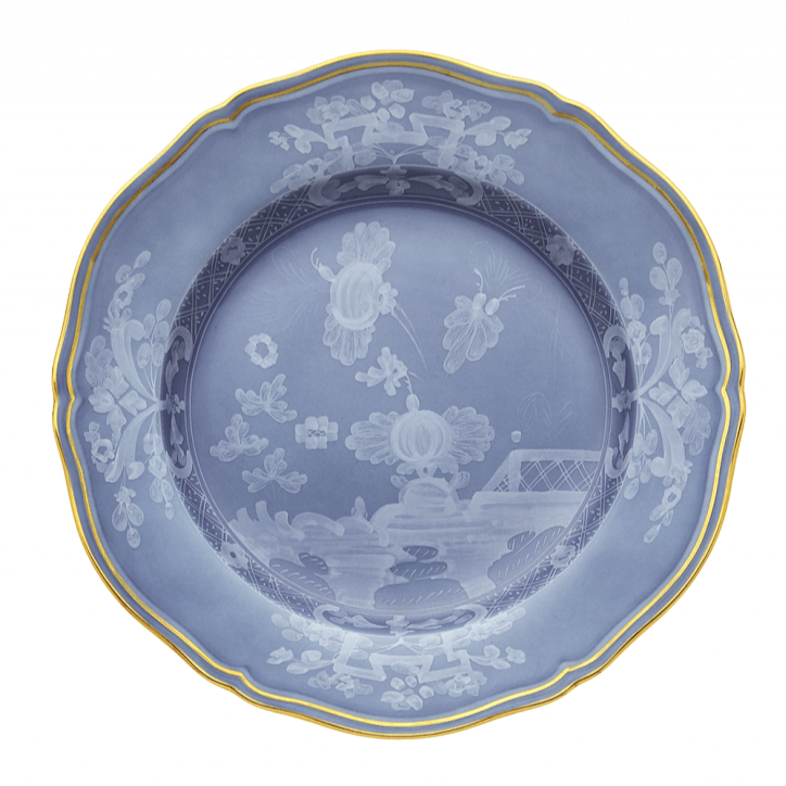 Ginori 1735 Oriente Italiano Dinner Plate with Gold Trim - Pervinca (Periwinkle)