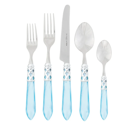 Vietri Flatware: Aladdin Brilliant 5 Piece Place Setting - Light Blue