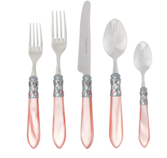 Vietri Flatware: Aladdin Brilliant 5 Piece Place Setting - Light Pink