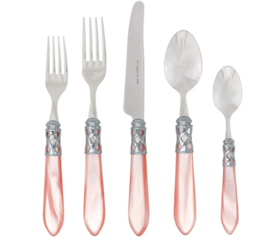 Vietri Flatware: Aladdin Brilliant 5 Piece Place Setting - Light Pink