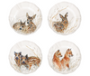 GIEN SOLOGNE SET OF 4 CANAPE PLATES ASSORTED, WILDLIFE YOUNG