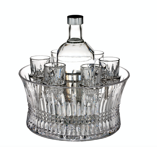 Waterford Lismore Diamond Vodka Set with Chill Bowl, Shot Glasses & Silver Insert