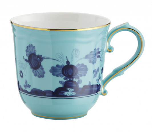 Ginori 1735 Oriente Italiano Mug with Gold Trim - Iris (Aqua)