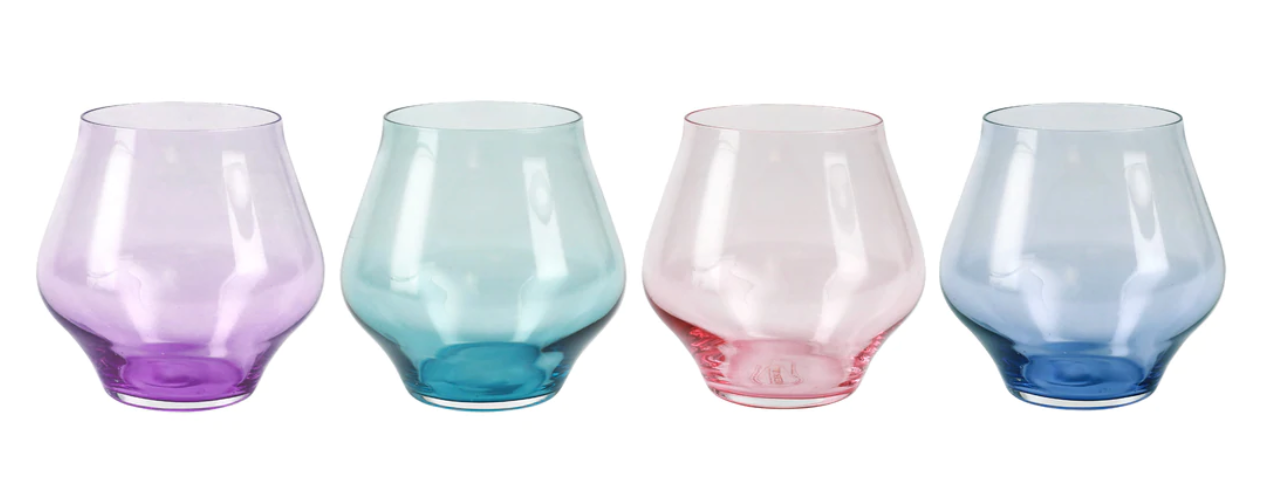 Vietri Contessa Assorted Stemless Wine Glasses - Set of 4
