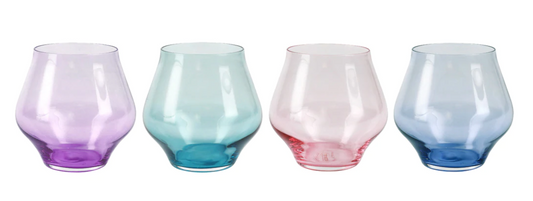 Vietri Contessa Assorted Stemless Wine Glasses - Set of 4