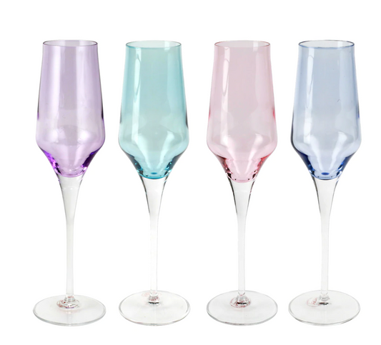 Vietri Contessa Assorted Champagne Glasses - Set of 4