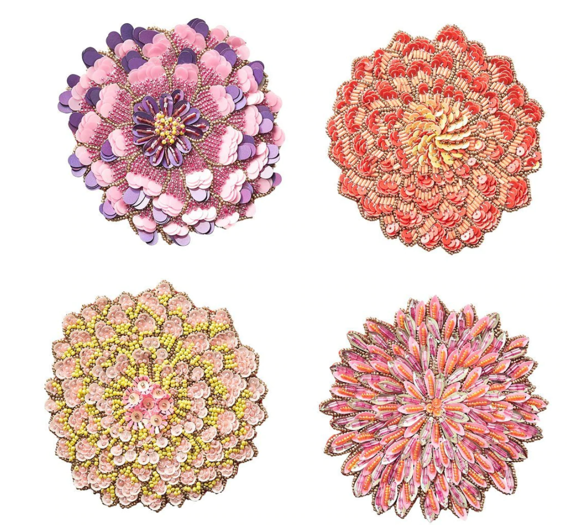 Kim Seybert Drink Coasters: Dahlia, Set of 4 in a Gift Bag