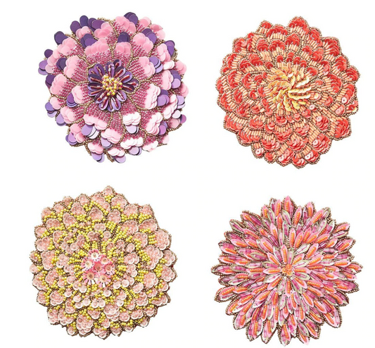 Kim Seybert Drink Coasters: Dahlia, Set of 4 in a Gift Bag
