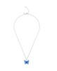 Lalique Necklace - Papillon - Blue Crystal, Sterling Silver