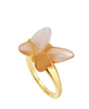 Lalique Ring - Papillon - Peach Crystal, 18K Yellow Gold-Plated