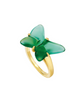 Lalique Ring - Papillon - Green Crystal, 18K Yellow Gold-Plated