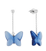 Lalique Earrings - Papillon - Blue Crystal, Sterling Silver