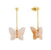 Lalique Earrings - Papillon - Peach Crystal, 18K Yellow Gold-Plated
