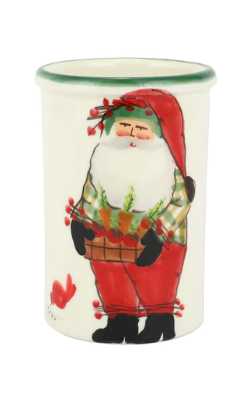 Vietri Old St. Nick Utensil Holder w/Carrots