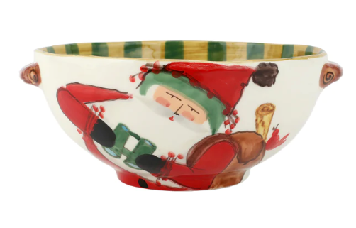 Vietri Old St. Nick Handled Bowl w/Bird Watcher