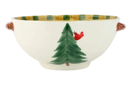 Vietri Old St. Nick Handled Bowl w/Bird Watcher