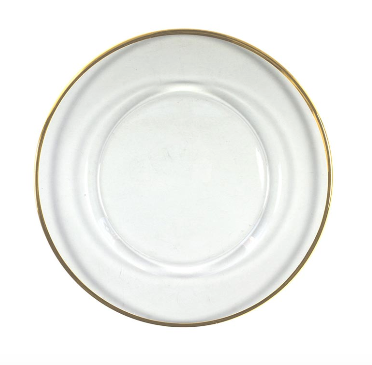 Glass Charger with Gold Rim 13 inch