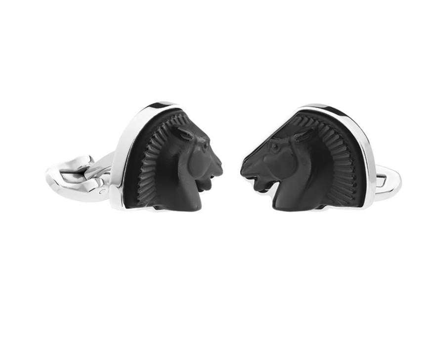 Lalique Cufflinks - Horse Black