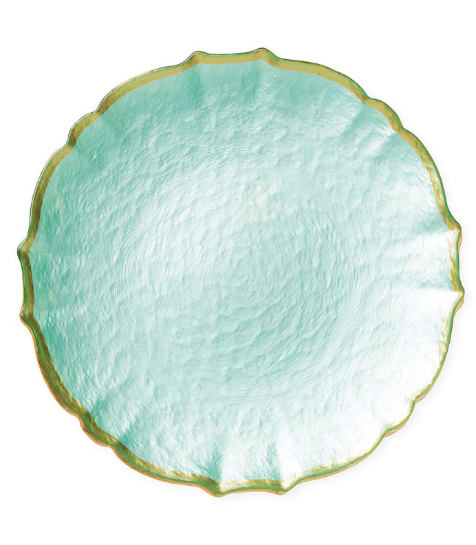 Vietri Baroque Glass Salad Plate - Aqua