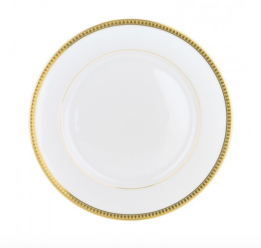 Christofle Malmaison Dinnerware:  Dinner Plate, Porcelain Gold-Finish