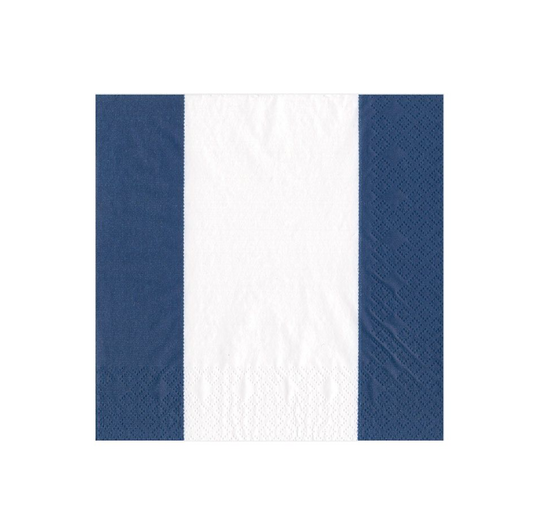 Caspari Cocktail Napkins: Bandol Stripe - Navy