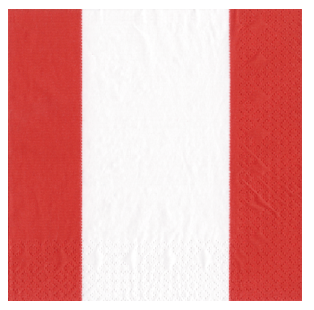 Caspari Cocktail Napkins: Bandol Stripe - Red