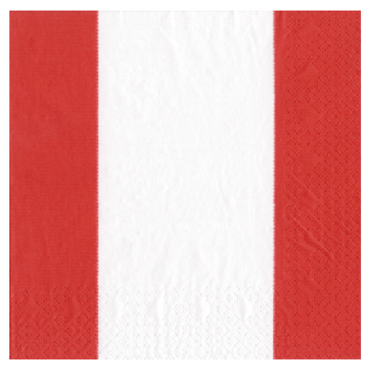 Caspari Cocktail Napkins: Bandol Stripe - Red