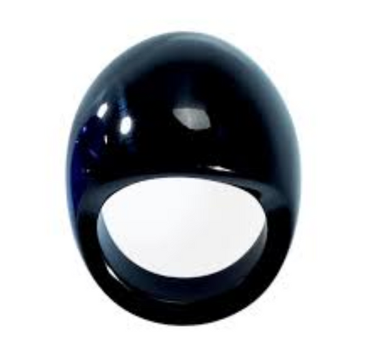 Lalique Ring - Cabochon - Black Crystal, Size 8 (57)
