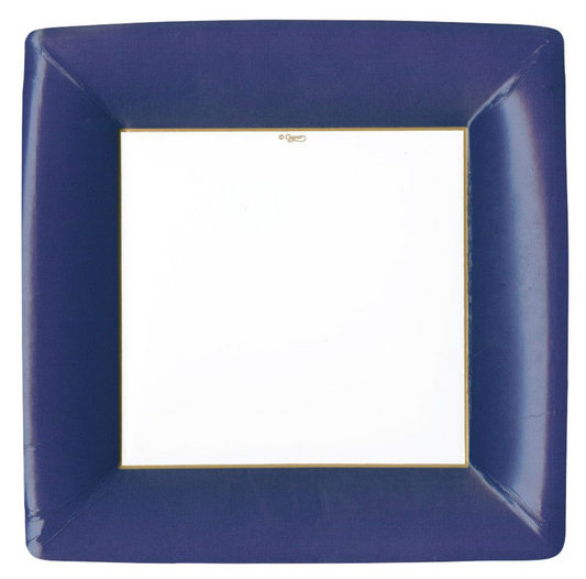 Caspari Dinner Plates: Grosgrain - Square - Navy