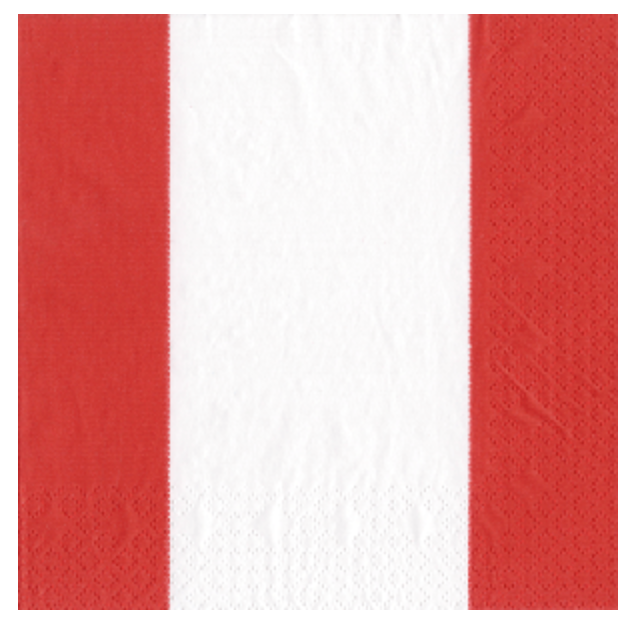 Caspari Luncheon Napkins: Bandol Stripe - Red