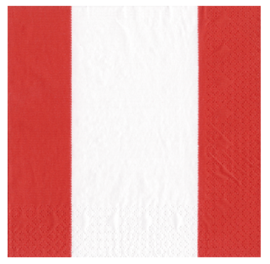 Caspari Luncheon Napkins: Bandol Stripe - Red