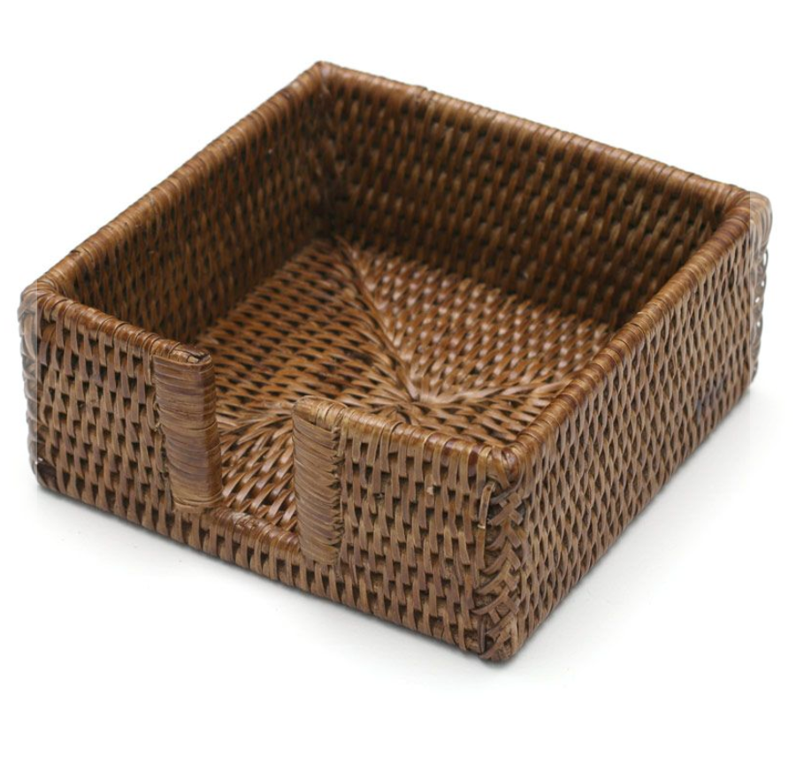 Caspari Holder: Cocktail Napkin - Rattan - Dark Natural