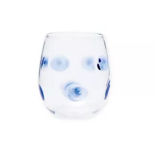 Vietri Drop Stemless Wine Glass - Blue