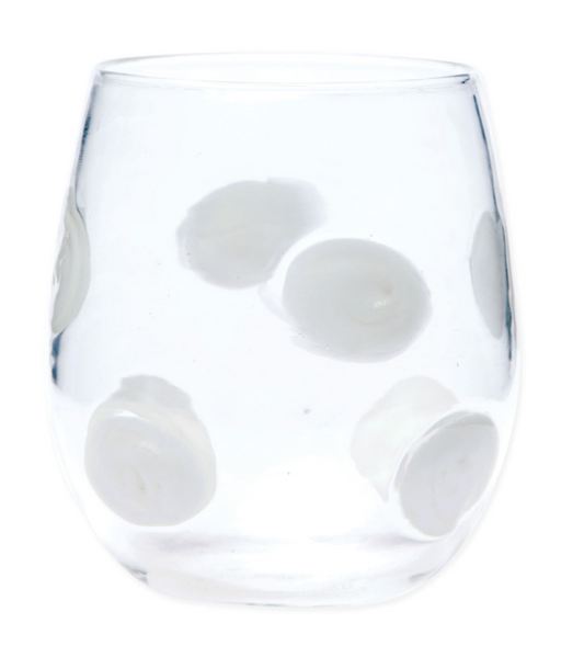 Vietri Drop Stemless Wine Glass - White