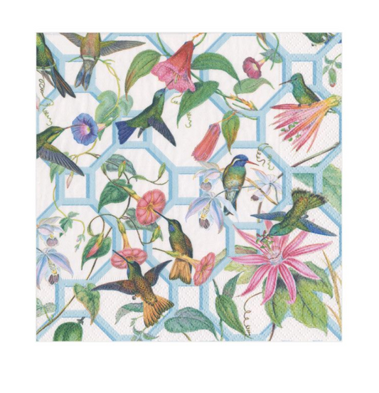 Caspari Cocktail Napkins: Hummingbird Trellis
