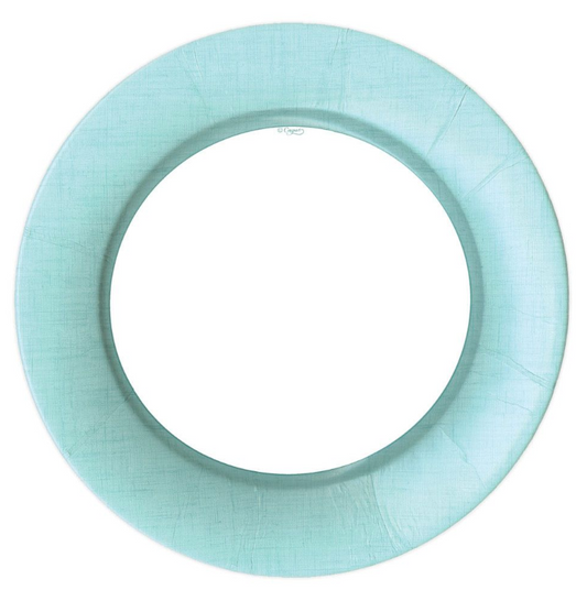 Caspari Dinner Plates: Linen Border - Robin's Egg Blue