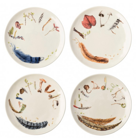 Juliska Forest Walk Sentiment Set of 4 Tidbit Plates