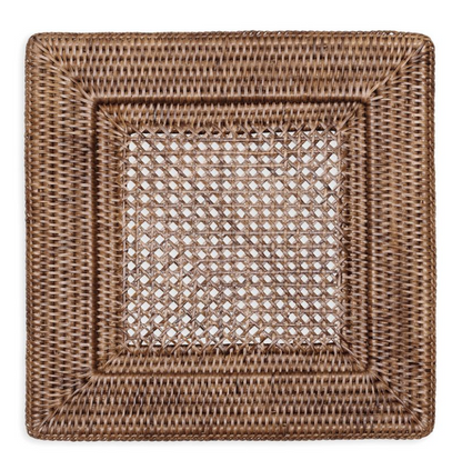 Caspari Charger: Rattan Square - Dark Natural