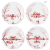 Juliska Country Estate Winter Frolic Ruby -  "Mr. and Mrs. Claus" Set/4 Party Plates