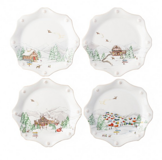 Juliska Berry & Thread North Pole - Scalloped Dessert/Salad Plates Set/4